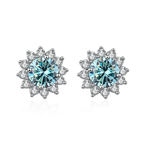 1 Ct D Color Moissanite Earrings 925 Sterling Silver Sunflower Studs For Women Wedding BandsCo Straps