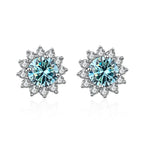 1 Ct D Color Moissanite Earrings 925 Sterling Silver Sunflower Studs For Women Wedding BandsCo Straps