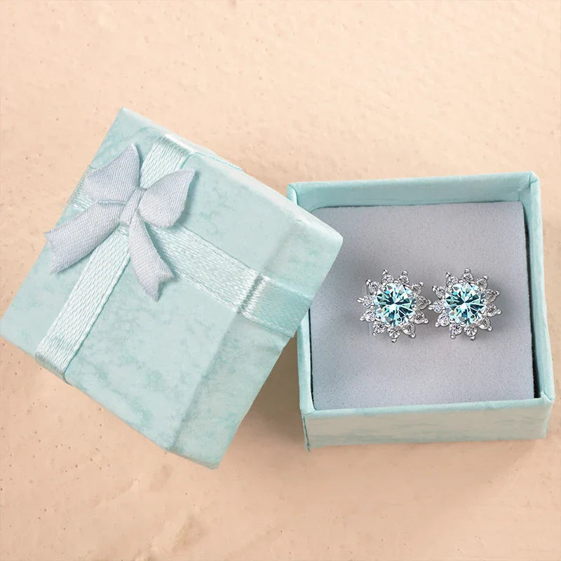 1 Ct D Color Moissanite Earrings 925 Sterling Silver Sunflower Studs For Women Wedding BandsCo Straps