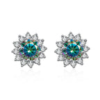 1 Ct D Color Moissanite Earrings 925 Sterling Silver Sunflower Studs For Women Wedding BandsCo Straps