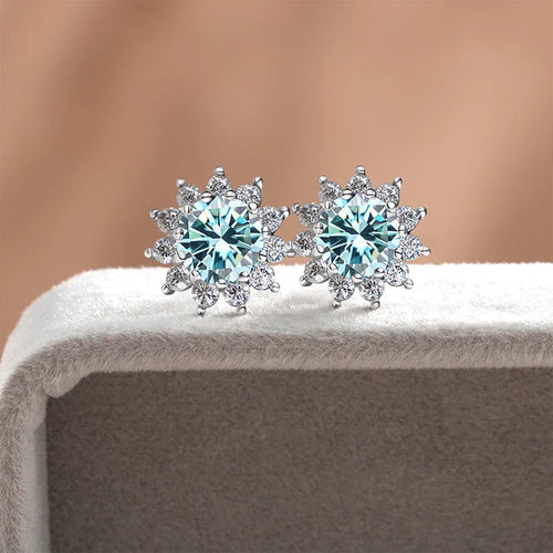 1 Ct D Color Moissanite Earrings 925 Sterling Silver Sunflower Studs For Women Wedding BandsCo Straps