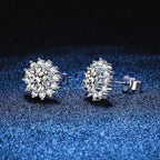1 Ct D Color Moissanite Earrings 925 Sterling Silver Sunflower Studs For Women Wedding BandsCo Straps