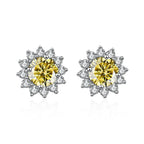 1 Ct D Color Moissanite Earrings 925 Sterling Silver Sunflower Studs For Women Wedding BandsCo Straps