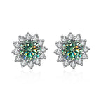 1 Ct D Color Moissanite Earrings 925 Sterling Silver Sunflower Studs For Women Wedding BandsCo Straps