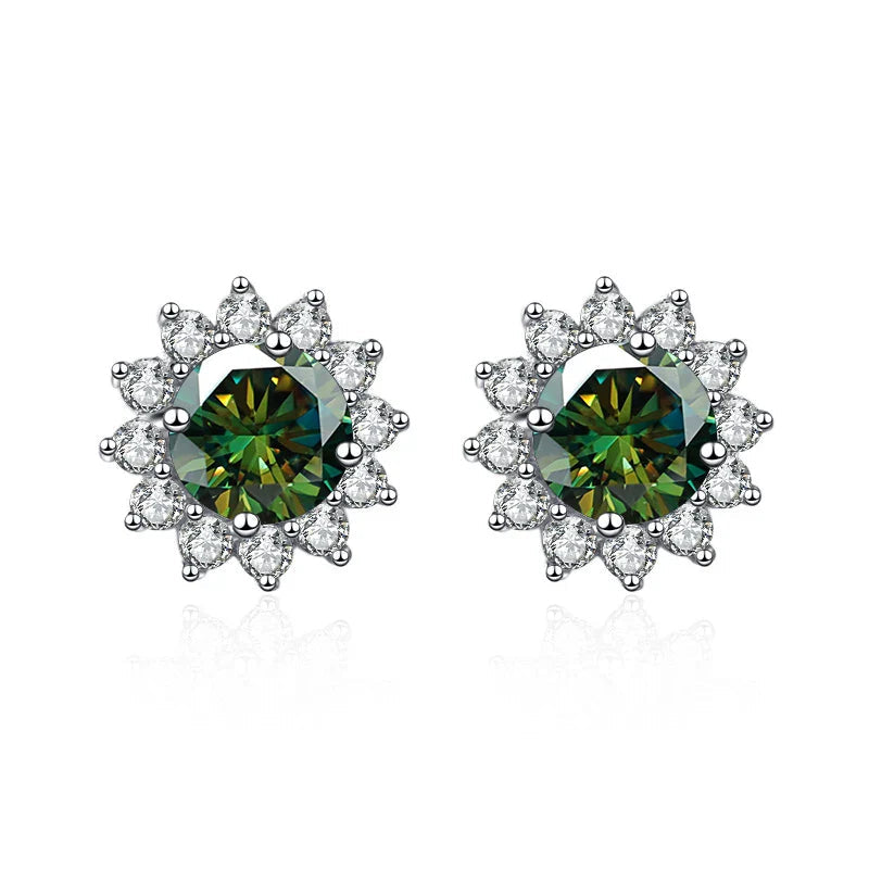 1 Ct D Color Moissanite Earrings 925 Sterling Silver Sunflower Studs For Women Wedding BandsCo Straps