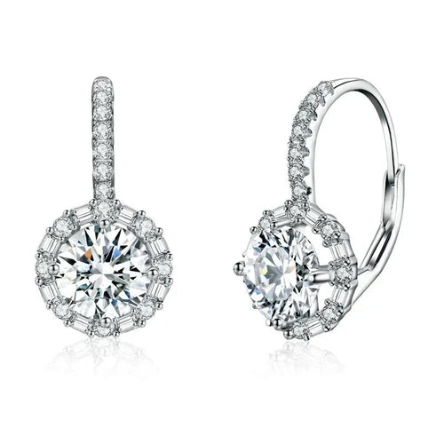 1.0ct Moissanite Hoop Earrings For Women Sterling Silver 925 Sparkling Engagement Wedding Gift BandsCo Straps