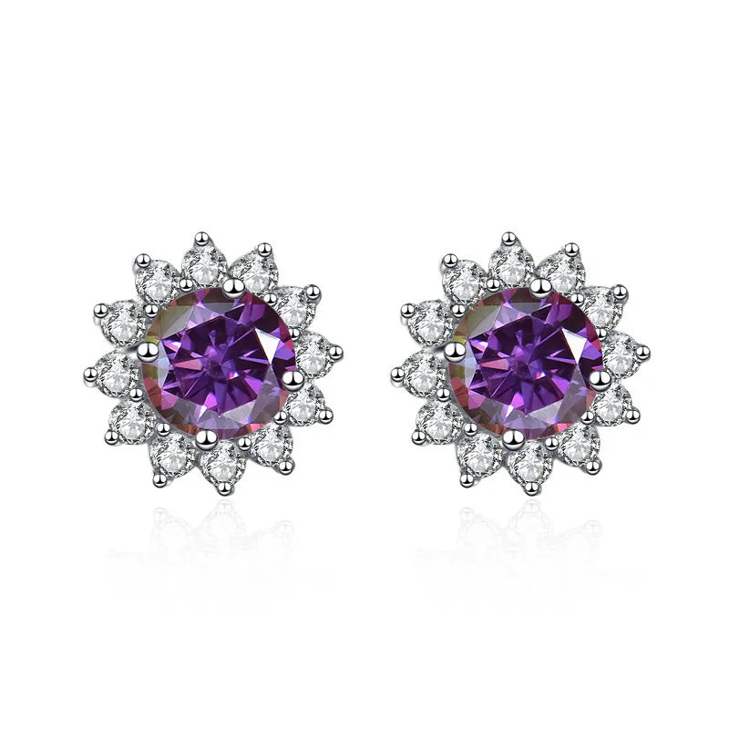 1 Ct D Color Moissanite Earrings 925 Sterling Silver Sunflower Studs For Women Wedding BandsCo Straps