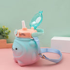 800ML Water Bottle for Kids with Straw Mug Cup Bear Summer Outdoor Sport Plastic Girls School Cute Drinking Cup Bear Water Bottle with Straw and Strap Cute Water Bottles for Kids Drinking Water Bottles Portable Leak Proof