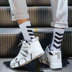 1 Pair Brand New Fashion Pure Cotton Black White Crew Unisex Socks Sports High Skateboard Blaze Street Wear Happy Long Warm Winter And Autumn Socks For Men And Women