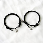 1 Pair Magnet Couple Bracelets Fashion Simple Solid Color Couple Bracelet Pendants Weaving Bracelet Adjustable Mutual Attraction Weave Rope Braided Charm Pendants Bracelet With Magnetic Bells Vows Of Eternal Love Bracelet For Women Men Gift