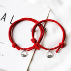 1 Pair Magnet Couple Bracelets Fashion Simple Solid Color Couple Bracelet Pendants Weaving Bracelet Adjustable Mutual Attraction Weave Rope Braided Charm Pendants Bracelet With Magnetic Bells Vows Of Eternal Love Bracelet For Women Men Gift