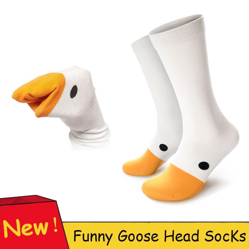 1 Pair New Fashion Funny Crazy Goose Head Sport Cotton Sock 3D Creative Happy Animal Casual Socks Unisex Halloween Socks Costume Funny Socks For Men And Women Stevvex