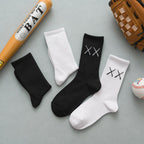 1 Pair New Unisex Combed Out Of Pure Cotton Sports Socks Breathable Compression Long Solid Black White Socks Summer Winter Middle Tube Warm Socks For Men And Women Stevvex