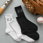 1 Pair New Unisex Combed Out Of Pure Cotton Sports Socks Breathable Compression Long Solid Black White Socks Summer Winter Middle Tube Warm Socks For Men And Women Stevvex