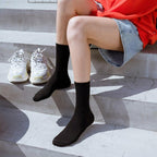 1 Pair New Unisex Combed Out Of Pure Cotton Sports Socks Breathable Compression Long Solid Black White Socks Summer Winter Middle Tube Warm Socks For Men And Women Stevvex