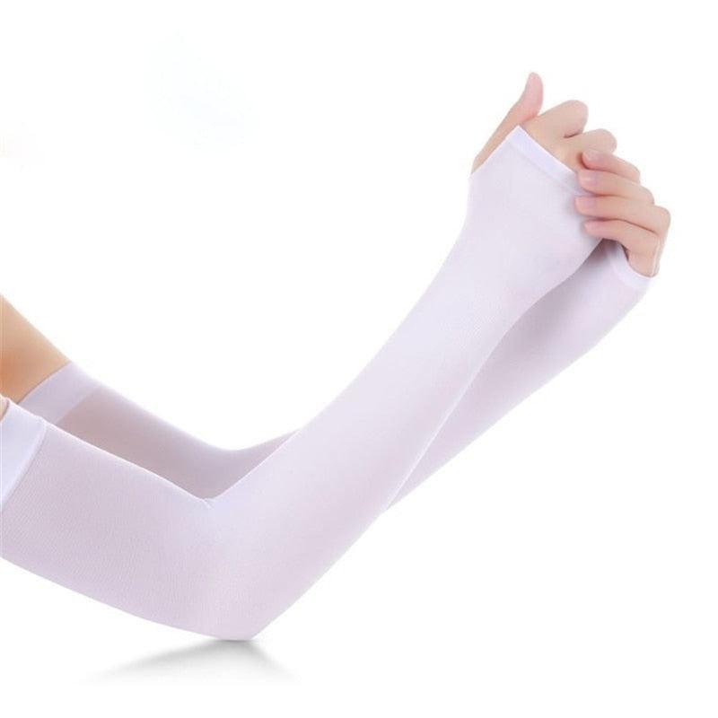 1 Pair Unisex Cool Cycling Sleeve Sport Cooling Arm Sleeves Anti-sunburn Sunscreen UV Sports Fitness Sun Protection Arm Women Sleeves Cooling Arms Men Sports Safety Sleeves Long Soft Tennis Arm Cover Stevvex