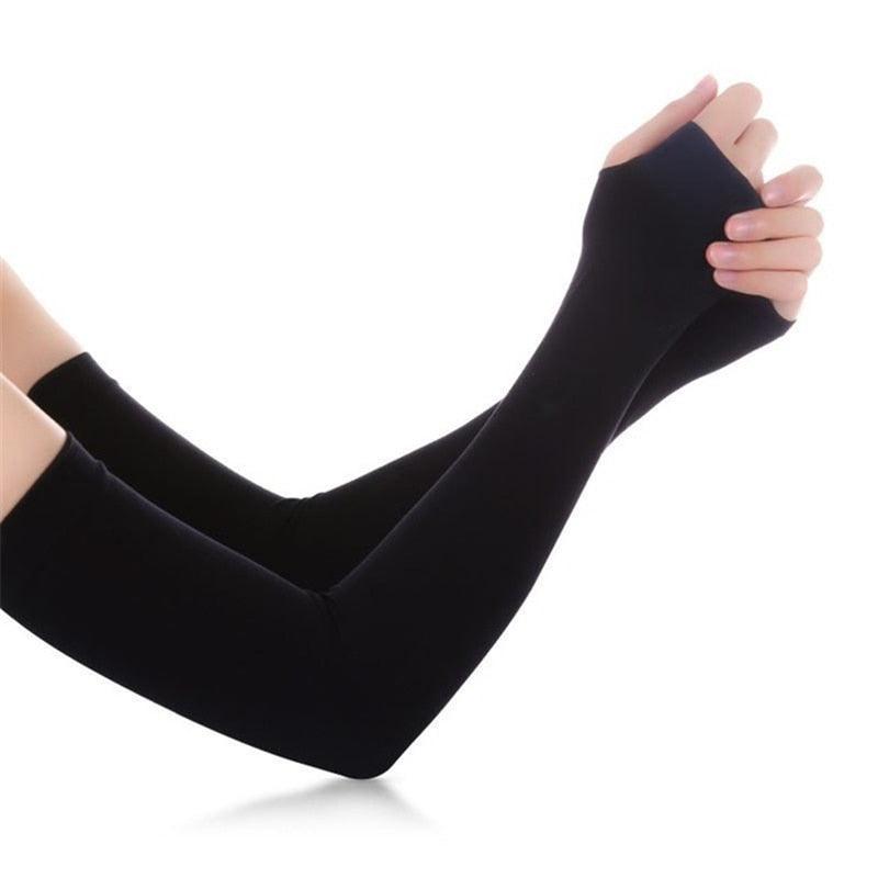1 Pair Unisex Cool Cycling Sleeve Sport Cooling Arm Sleeves Anti-sunburn Sunscreen UV Sports Fitness Sun Protection Arm Women Sleeves Cooling Arms Men Sports Safety Sleeves Long Soft Tennis Arm Cover Stevvex