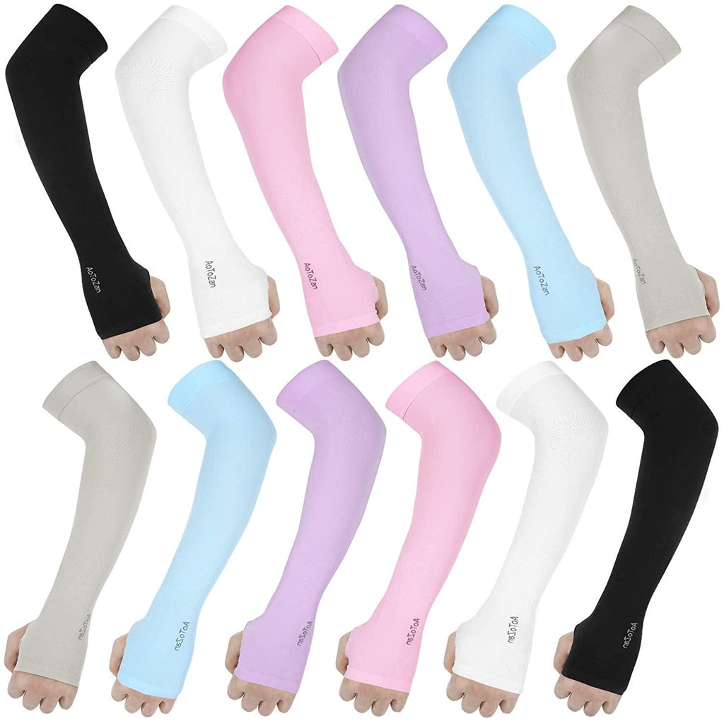 1 Pair Unisex Cool Cycling Sleeve Sport Cooling Arm Sleeves Anti-sunburn Sunscreen UV Sports Fitness Sun Protection Arm Women Sleeves Cooling Arms Men Sports Safety Sleeves Long Soft Tennis Arm Cover Stevvex