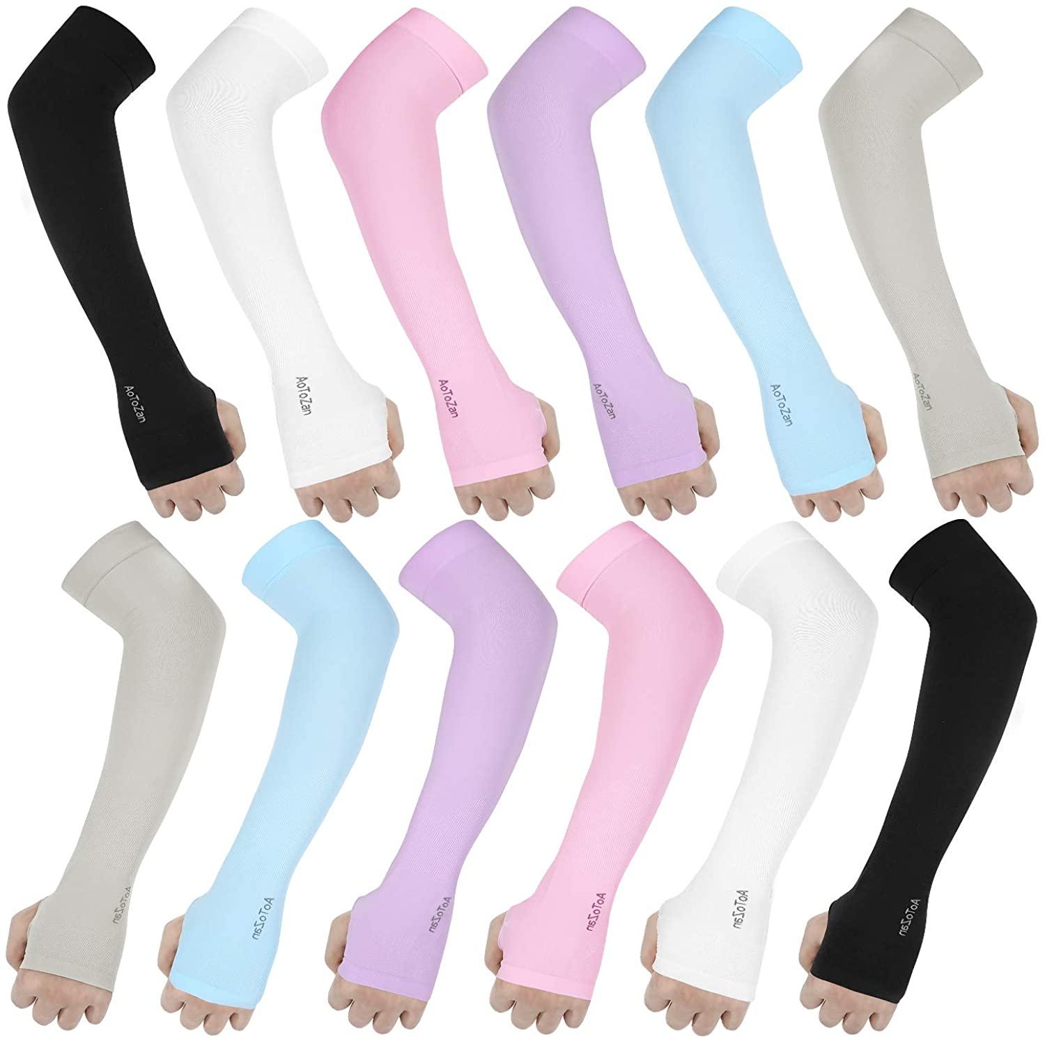 1 Pair Unisex Cool Cycling Sleeve Sport Cooling Arm Sleeves Anti-sunburn Sunscreen UV Sports Fitness Sun Protection Arm Women Sleeves Cooling Arms Men Sports Safety Sleeves Long Soft Tennis Arm Cover Stevvex