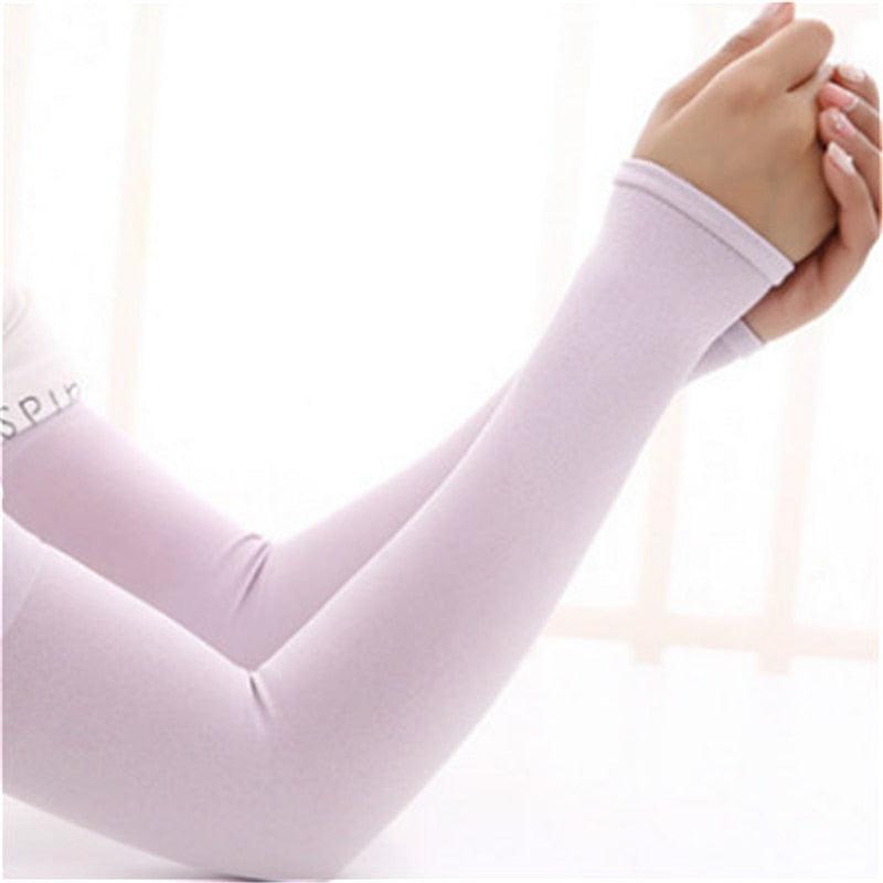 1 Pair Unisex Cool Cycling Sleeve Sport Cooling Arm Sleeves Anti-sunburn Sunscreen UV Sports Fitness Sun Protection Arm Women Sleeves Cooling Arms Men Sports Safety Sleeves Long Soft Tennis Arm Cover Stevvex