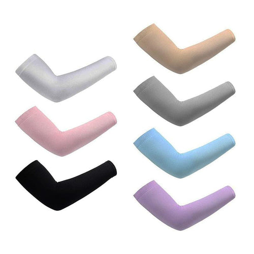 1 Pair Unisex Cool Cycling Sleeve Sport Cooling Arm Sleeves Anti-sunburn Sunscreen UV Sports Fitness Sun Protection Arm Women Sleeves Cooling Arms Men Sports Safety Sleeves Long Soft Tennis Arm Cover Stevvex