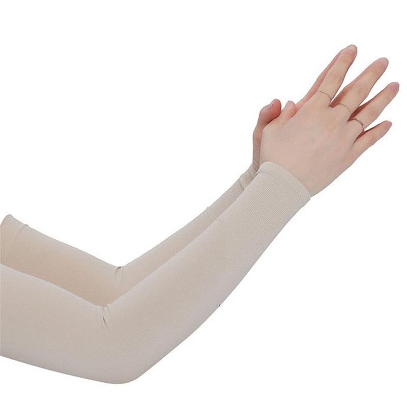 1 Pair Unisex Cool Cycling Sleeve Sport Cooling Arm Sleeves Anti-sunburn Sunscreen UV Sports Fitness Sun Protection Arm Women Sleeves Cooling Arms Men Sports Safety Sleeves Long Soft Tennis Arm Cover Stevvex