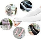 1 Pair Unisex Cool Cycling Sleeve Sport Cooling Arm Sleeves Anti-sunburn Sunscreen UV Sports Fitness Sun Protection Arm Women Sleeves Cooling Arms Men Sports Safety Sleeves Long Soft Tennis Arm Cover Stevvex