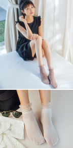 1 Pair Woman Socks Spring New Fashion Socks Solid Color Women Soft Cute Long Socks For Women Mesh Thin Socks High Quality Cotton Invisible Socks For Women Stevvex