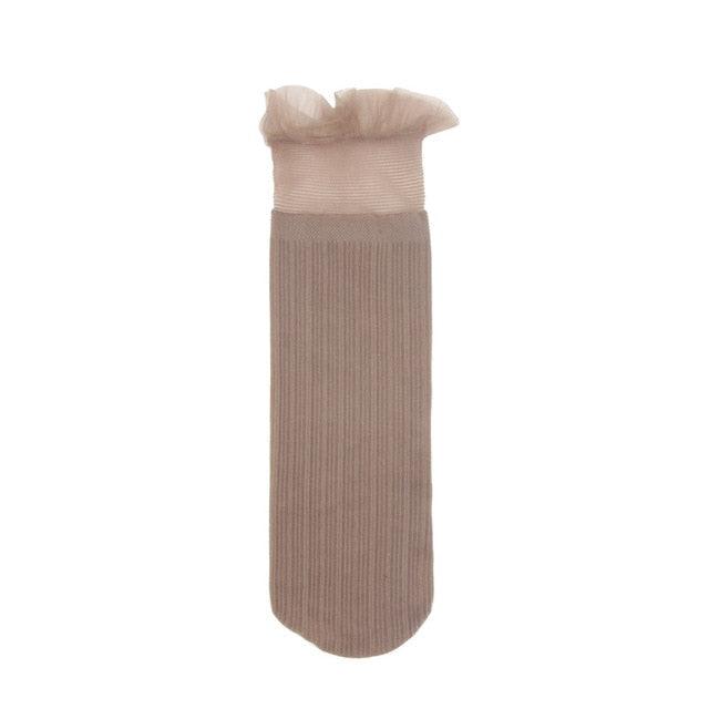 1 Pair Woman Socks Spring New Fashion Socks Solid Color Women Soft Cute Long Socks For Women Mesh Thin Socks High Quality Cotton Invisible Socks For Women Stevvex