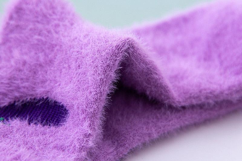 1 pairs Thermal Fluffy Socks Autumn-Winter New Year Socks New Fashion Warm Avocado Cherry Eggplant Socks Warm Ankle Socks Winter Socks For Men And Women Stevvex