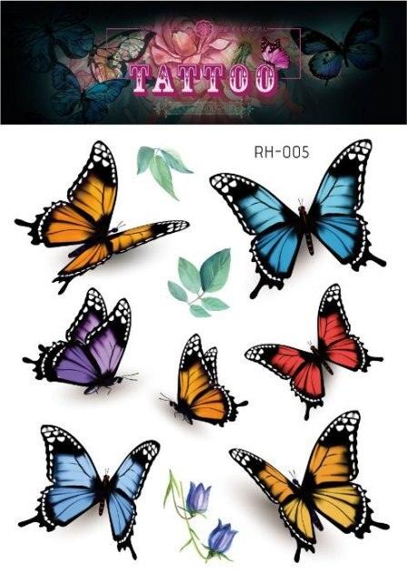 1 Pc Butterfly 3D Temporary Tattoo 52 Style Waterproof Butterfly Tattoos Stickers Temporary Colorful Design For Womens Stevvex