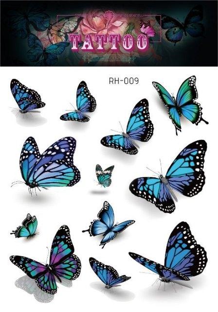 1 Pc Butterfly 3D Temporary Tattoo 52 Style Waterproof Butterfly Tattoos Stickers Temporary Colorful Design For Womens Stevvex