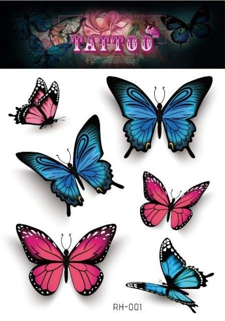 1 Pc Butterfly 3D Temporary Tattoo 52 Style Waterproof Butterfly Tattoos Stickers Temporary Colorful Design For Womens Stevvex