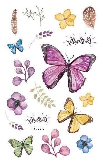 1 Pc Butterfly 3D Temporary Tattoo 52 Style Waterproof Butterfly Tattoos Stickers Temporary Colorful Design For Womens Stevvex