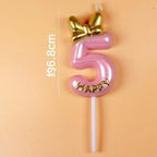 1 Pcs Number 0-9 Birthday Candle Number One Birthday Gold Number Candles Party Celebration Baby Showers Happy Birthday Cake Candles for Kids Adult Wedding/ Party Crown Candle Cake Decoration Tools