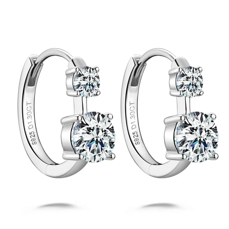 1.30ct D Moissanite Hoop Stud Earrings 925 Sterling Silver Mini Hoops Women BandsCo Straps