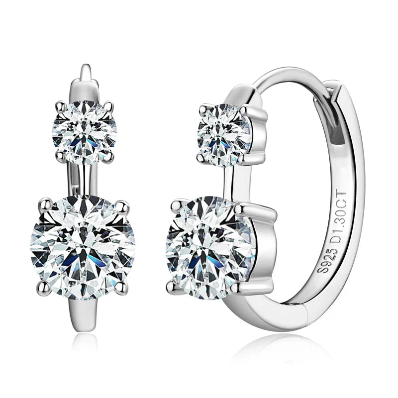 1.30ct D Moissanite Hoop Stud Earrings 925 Sterling Silver Mini Hoops Women BandsCo Straps