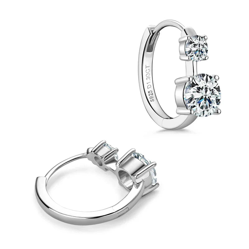 1.30ct D Moissanite Hoop Stud Earrings 925 Sterling Silver Mini Hoops Women BandsCo Straps
