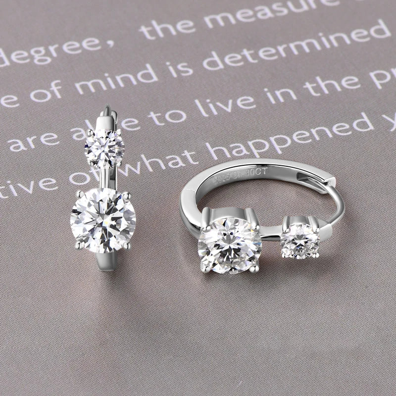 1.30ct D Moissanite Hoop Stud Earrings 925 Sterling Silver Mini Hoops Women BandsCo Straps