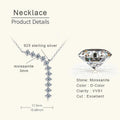 1.7ct Moissanite Necklace And Earrings Set 925 Sterling Silver Y Pendant D BandsCo Straps