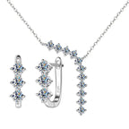 1.7ct Moissanite Necklace And Earrings Set 925 Sterling Silver Y Pendant D BandsCo Straps