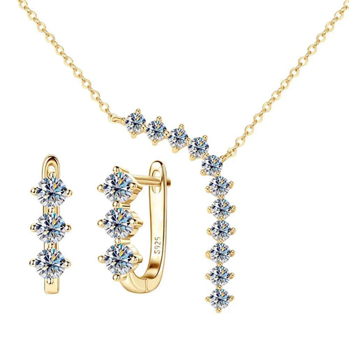 1.7ct Moissanite Necklace And Earrings Set 925 Sterling Silver Y Pendant D BandsCo Straps