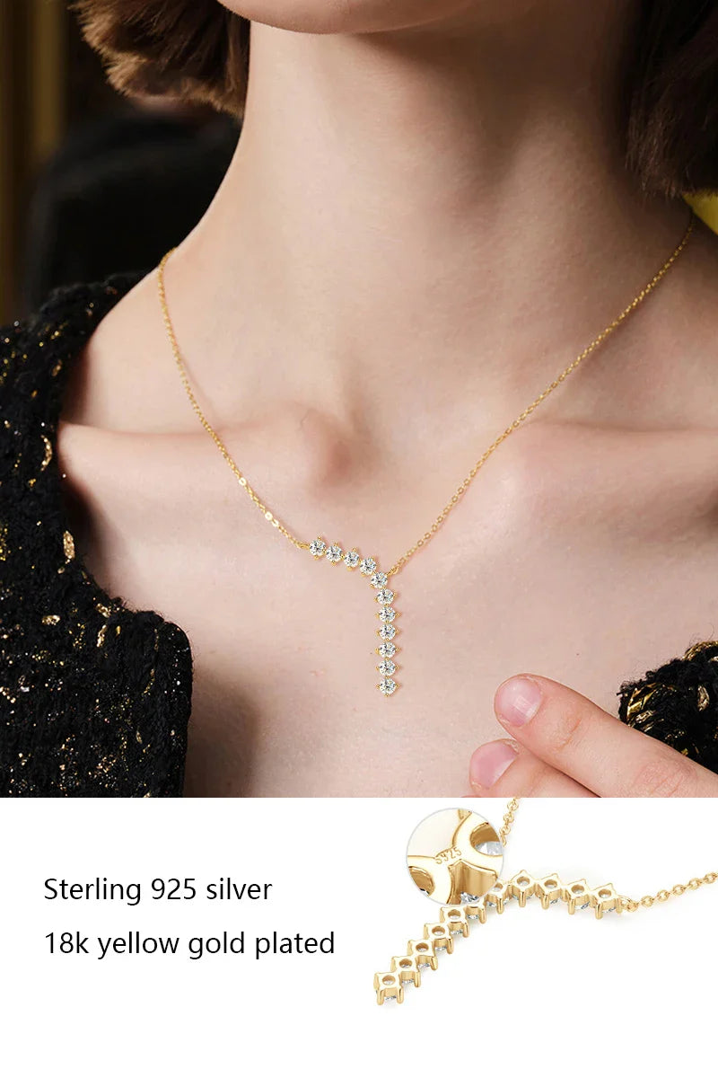 1.7ct Moissanite Necklace And Earrings Set 925 Sterling Silver Y Pendant D BandsCo Straps