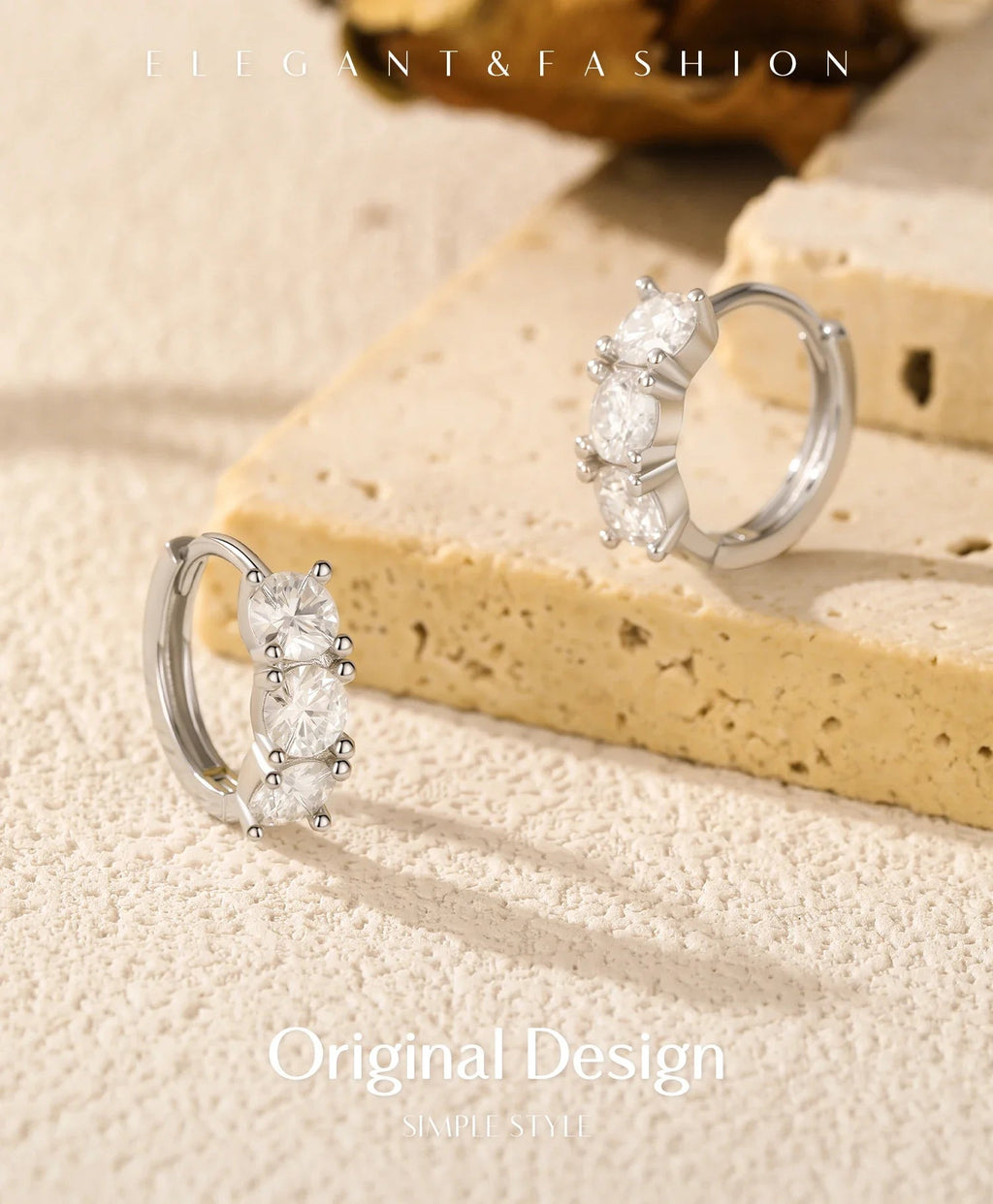 1.8ct High Clarity Moissanite Geometric Hoop Earrings 925 Sterling Silver BandsCo Straps