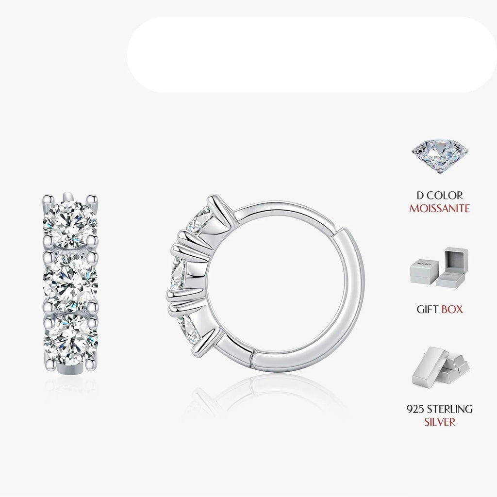 1.8ct High Clarity Moissanite Geometric Hoop Earrings 925 Sterling Silver BandsCo Straps