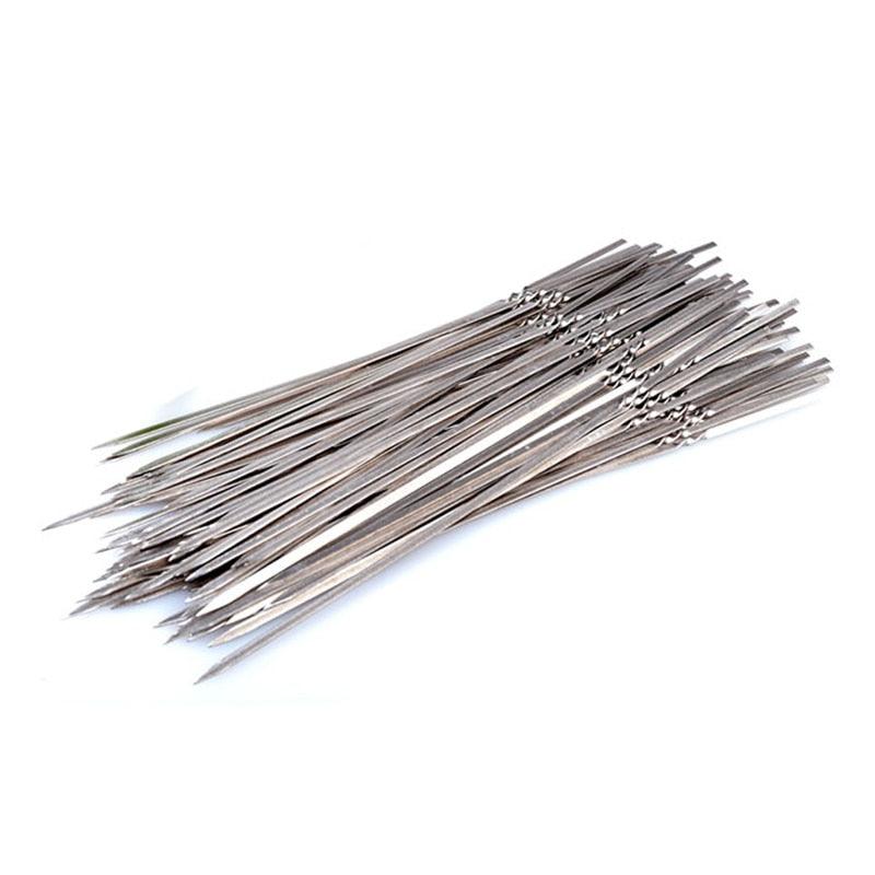 10-20Pcs Stainless Steel Barbecue Skewer Reusable BBQ Skewers Kebab Iron Stick For Outdoor Camping Picnic Tools Cooking Tools Stainless Steel Barbecue Skewers  Durable and Reusable Metal Skewers Stevvex