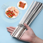 10-20Pcs Stainless Steel Barbecue Skewer Reusable BBQ Skewers Kebab Iron Stick For Outdoor Camping Picnic Tools Cooking Tools Stainless Steel Barbecue Skewers  Durable and Reusable Metal Skewers Stevvex