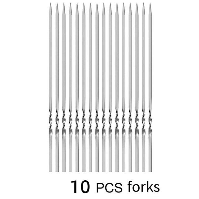 10-20Pcs Stainless Steel Barbecue Skewer Reusable BBQ Skewers Kebab Iron Stick For Outdoor Camping Picnic Tools Cooking Tools Stainless Steel Barbecue Skewers  Durable and Reusable Metal Skewers Stevvex