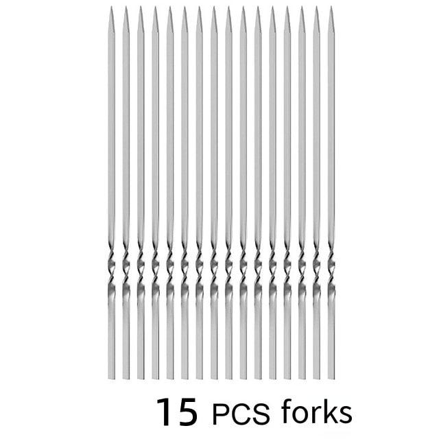 10-20Pcs Stainless Steel Barbecue Skewer Reusable BBQ Skewers Kebab Iron Stick For Outdoor Camping Picnic Tools Cooking Tools Stainless Steel Barbecue Skewers  Durable and Reusable Metal Skewers Stevvex