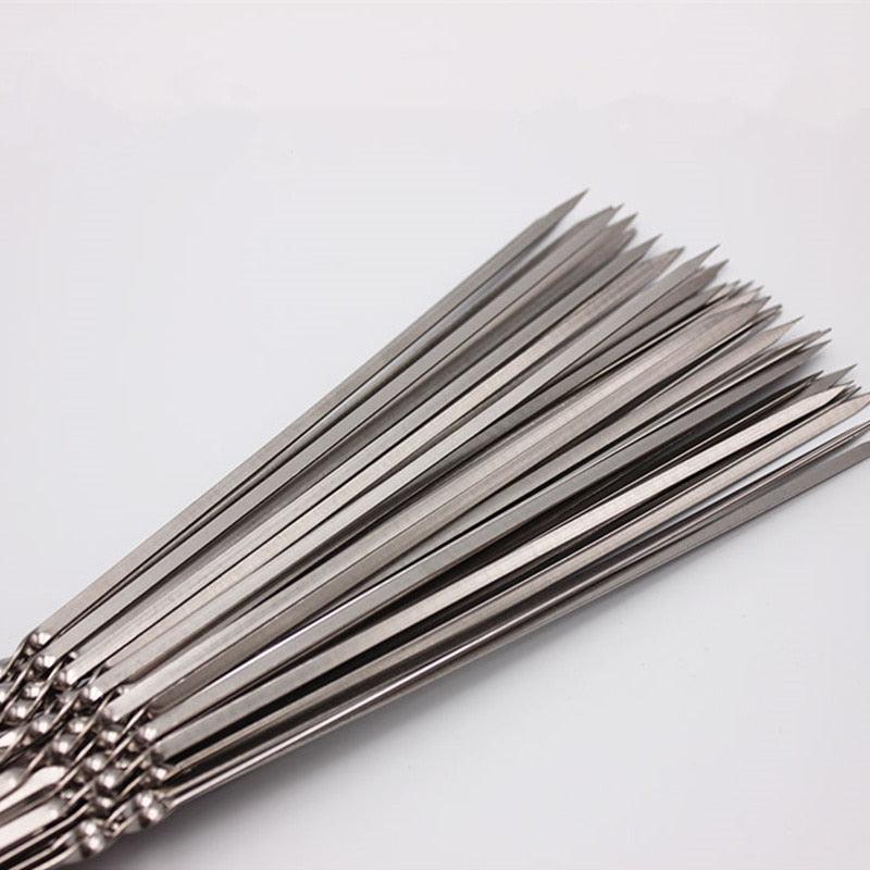 10-20Pcs Stainless Steel Barbecue Skewer Reusable BBQ Skewers Kebab Iron Stick For Outdoor Camping Picnic Tools Cooking Tools Stainless Steel Barbecue Skewers  Durable and Reusable Metal Skewers Stevvex